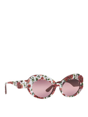 DOLCE & GABBANA: sunglasses - Floral printed acetate oval sunglasses