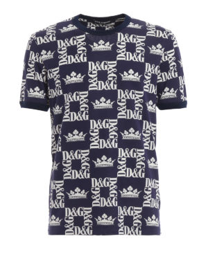 DOLCE & GABBANA: t-shirt - T-shirt blu DG Crowns