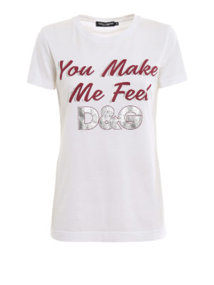 DOLCE & GABBANA: t-shirt - T-shirt in cotone con logo glitter