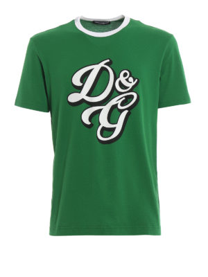 DOLCE & GABBANA: t-shirt - T-shirt in jersey verde con stampa logo