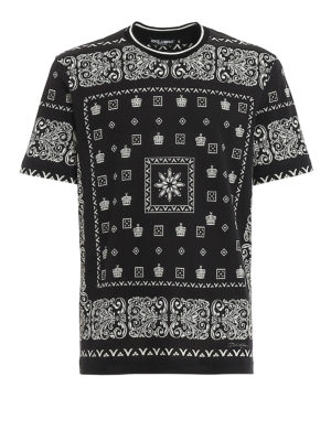 DOLCE & GABBANA: t-shirts - T-shirt with bandana and crowns print
