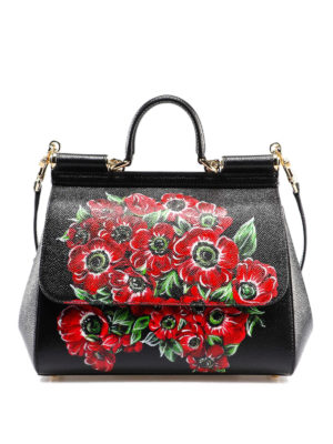 DOLCE & GABBANA: shopper - Borsa Sicily media in vitello stampa fiori
