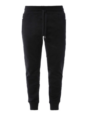DOLCE & GABBANA: pantaloni sport - Pantalone sportivo in jersey di cotone nero