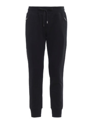 DOLCE & GABBANA: pantaloni sport - Joggers neri con ricamo