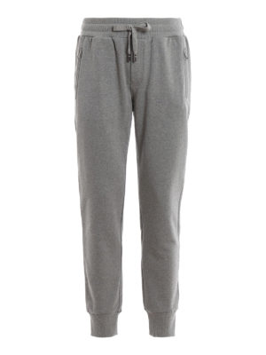 DOLCE & GABBANA: pantaloni sport - Joggers grigi con ricamo
