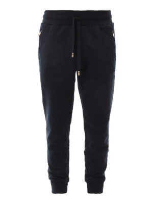DOLCE & GABBANA: pantaloni sport - Pantalone sportivo in jersey di cotone blu