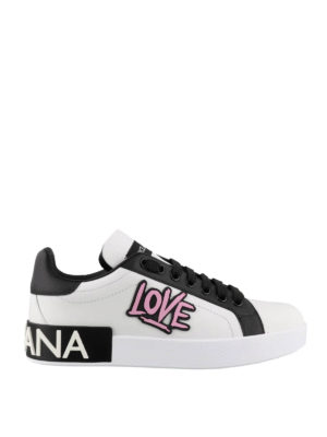 DOLCE & GABBANA: trainers - Portofino Love patch leather sneakers