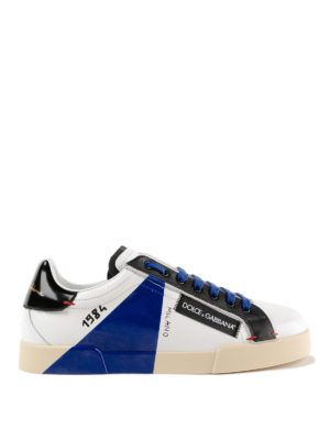 DOLCE & GABBANA: sneakers - Sneaker Portofino con banda in vernice blu