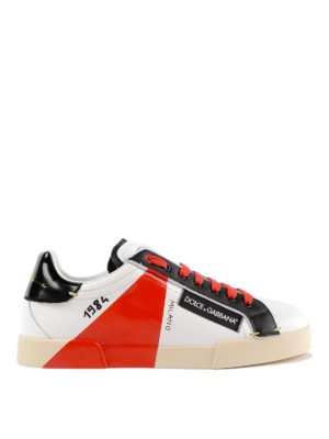 DOLCE & GABBANA: sneakers - Sneaker Portofino con banda in vernice rossa
