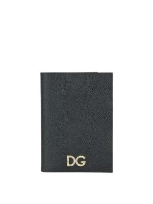 DOLCE & GABBANA: portafogli - Porta passaporto in pelle Dauphine nera