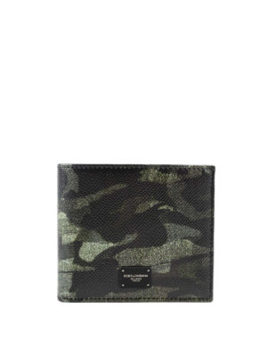 DOLCE & GABBANA: portafogli - Portafoglio in pelle stampata Camou Green