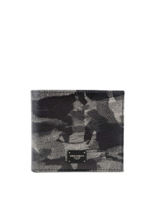 DOLCE & GABBANA: portafogli - Portafoglio in pelle stampata Camou Grey