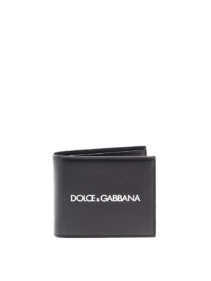 DOLCE & GABBANA: wallets & purses - Logo print leather bifold wallet