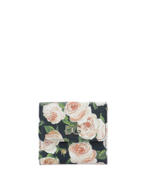 DOLCE & GABBANA: portafogli - Portafoglio in pelle stampa rose