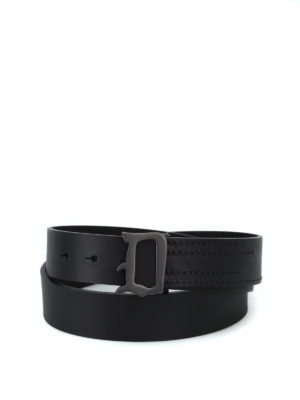 DONDUP: cinture - Cintura con fibbia logo in metallo brunito