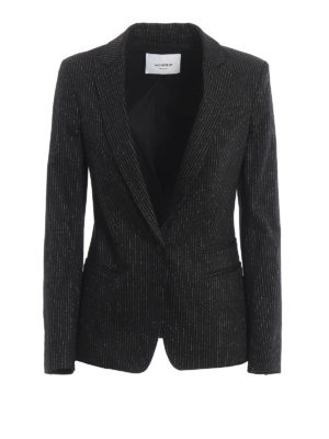 DONDUP: blazers - Lurex pinstriped cotton twill blazer
