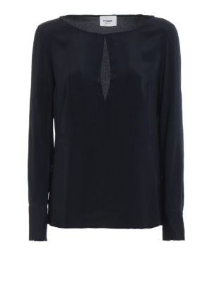 DONDUP: bluse - Blusa blu scuro in misto seta