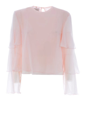 DONDUP: bluse - Blusa in seta con maniche a balze