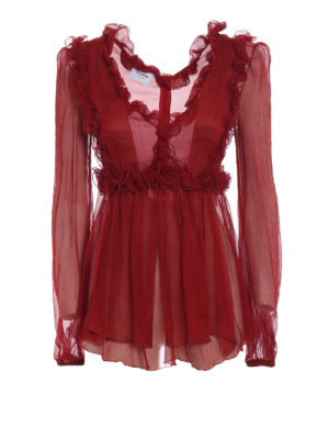 DONDUP: bluse - Blusa in seta increspata con ruches