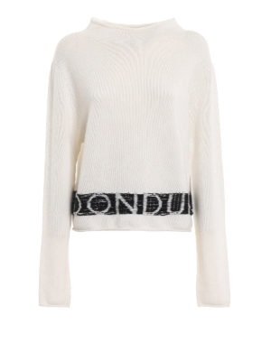 DONDUP: boat necks - Jacquard logo wool and cashmere sweater