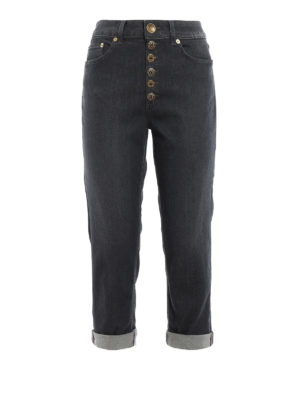 DONDUP: Boyfriend - Jeans Koons crop con bottoni gioiello