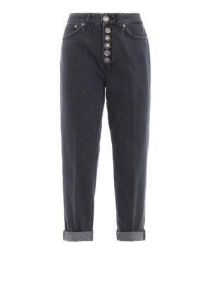 DONDUP: Boyfriend - Koons loose fit dark grey cropped jeans