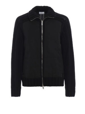 DONDUP: cardigan - Cardigan collo lato con zip e pannelli nylon