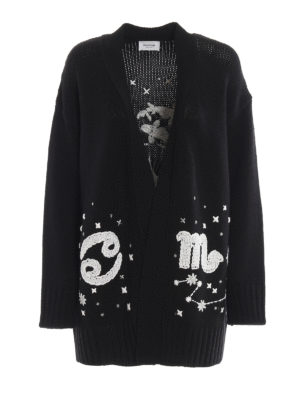 DONDUP: cardigans - Zodiac signs wool blend cardigan