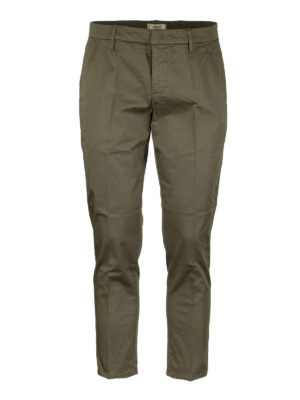 DONDUP: casual trousers - Alfredo green gabardine slacks