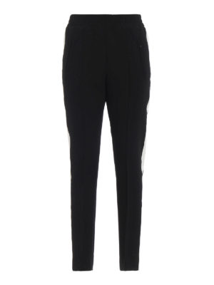 DONDUP: pantaloni casual - Pantaloni Candela neri con bande bianche