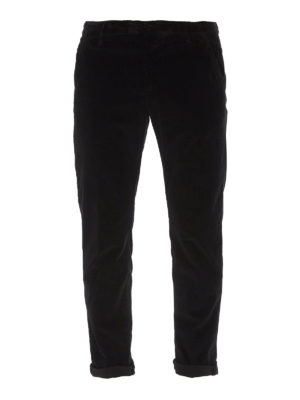 DONDUP: casual trousers - Corduroy black chino trousers