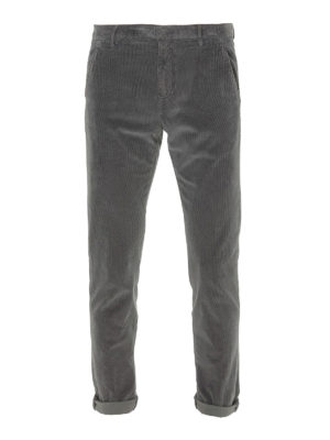 DONDUP: casual trousers - Corduroy grey chino trousers