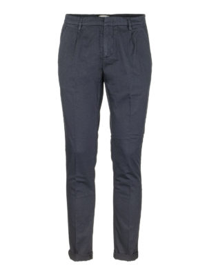 DONDUP: casual trousers - Gaubert blue stretch cotton and linen pants