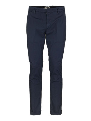 DONDUP: casual trousers - Gaubert blue stretch cotton trousers