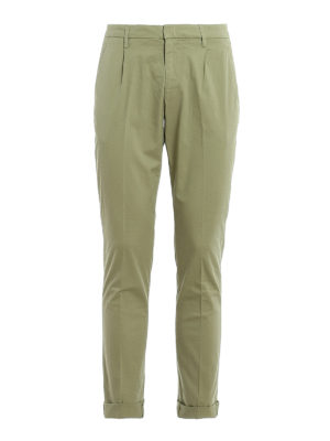 DONDUP: casual trousers - Gaubert green stretch cotton trousers