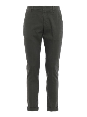 DONDUP: pantaloni casual - Pantaloni Gaubert in cotone oliva con motivo
