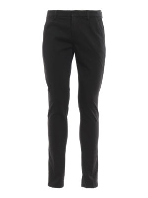 DONDUP: casual trousers - Gaubert Pinces black jersey chinos