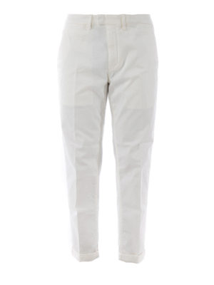 DONDUP: casual trousers - Pablo white stretch cotton trousers