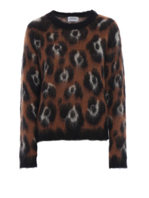 DONDUP: maglia collo rotondo - Maglione in misto mohair animalier jacquard
