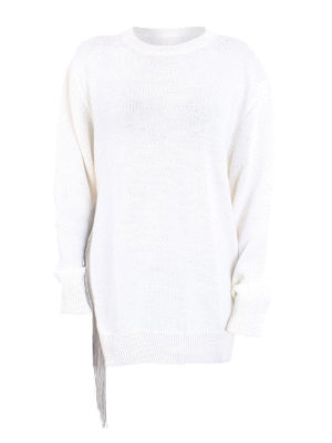 DONDUP: crew necks - Fringed vent sweater