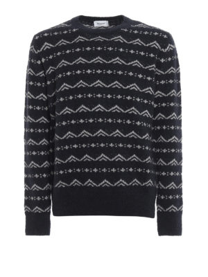 DONDUP: crew necks - Geometric stripe wool blend jumper