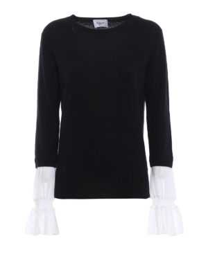 DONDUP: maglia collo rotondo - Pull in misto cashmere con polsi in georgette