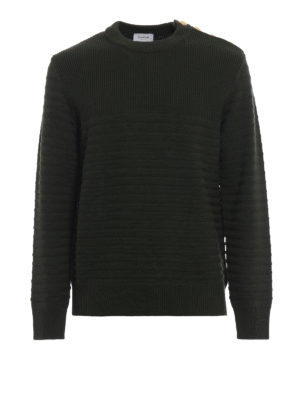 DONDUP: maglia collo rotondo - Girocollo lavorazione a righe e bottoni oro