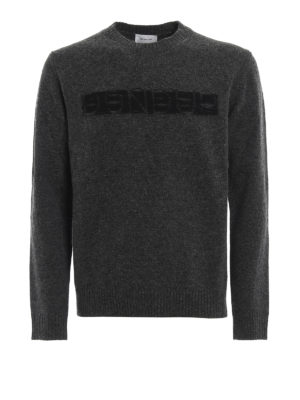 DONDUP: crew necks - Jacquard logo merino wool sweater