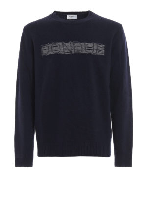 DONDUP: crew necks - Jacquard logo merino wool sweater