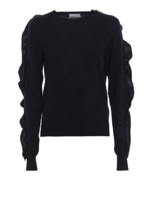 DONDUP: maglia collo rotondo - Pullover in lana merino a pois con ruches