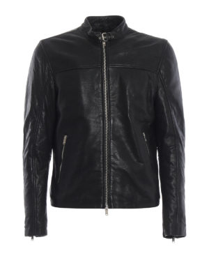 DONDUP: giacche in pelle - Giacca biker nera in pelle