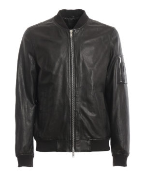 DONDUP: leather jacket - Black leather bomber jacket