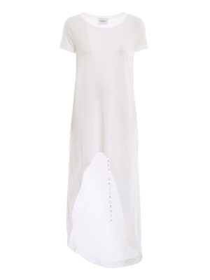 DONDUP: maxi dresses - White cotton midi dress with lettering