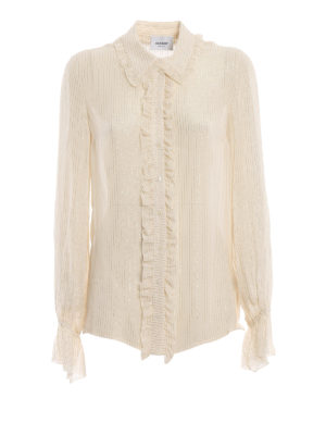 DONDUP: camicie - Camicia in chiffon a righe con ruches